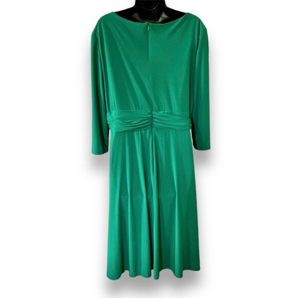 Serengeti Dress Emerald Green Twist Front Shoulder Long Sleeve Size Large Midi - Picture 5 of 13